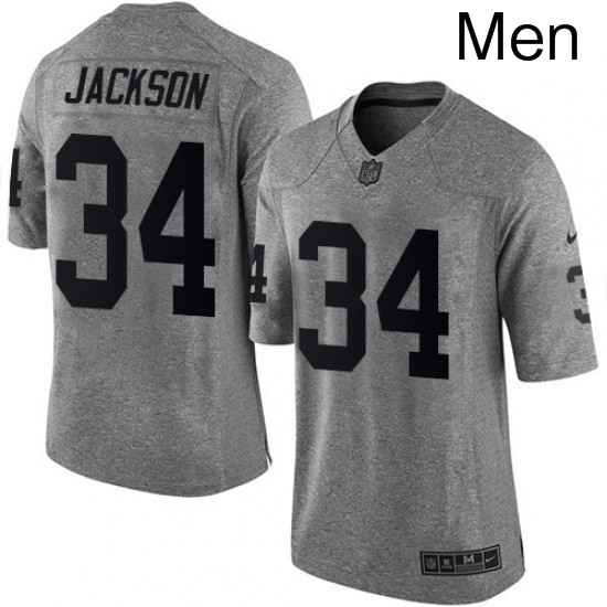 Mens Nike Oakland Raiders 34 Bo Jackson Limited Gray Gridiron NFL Jersey
